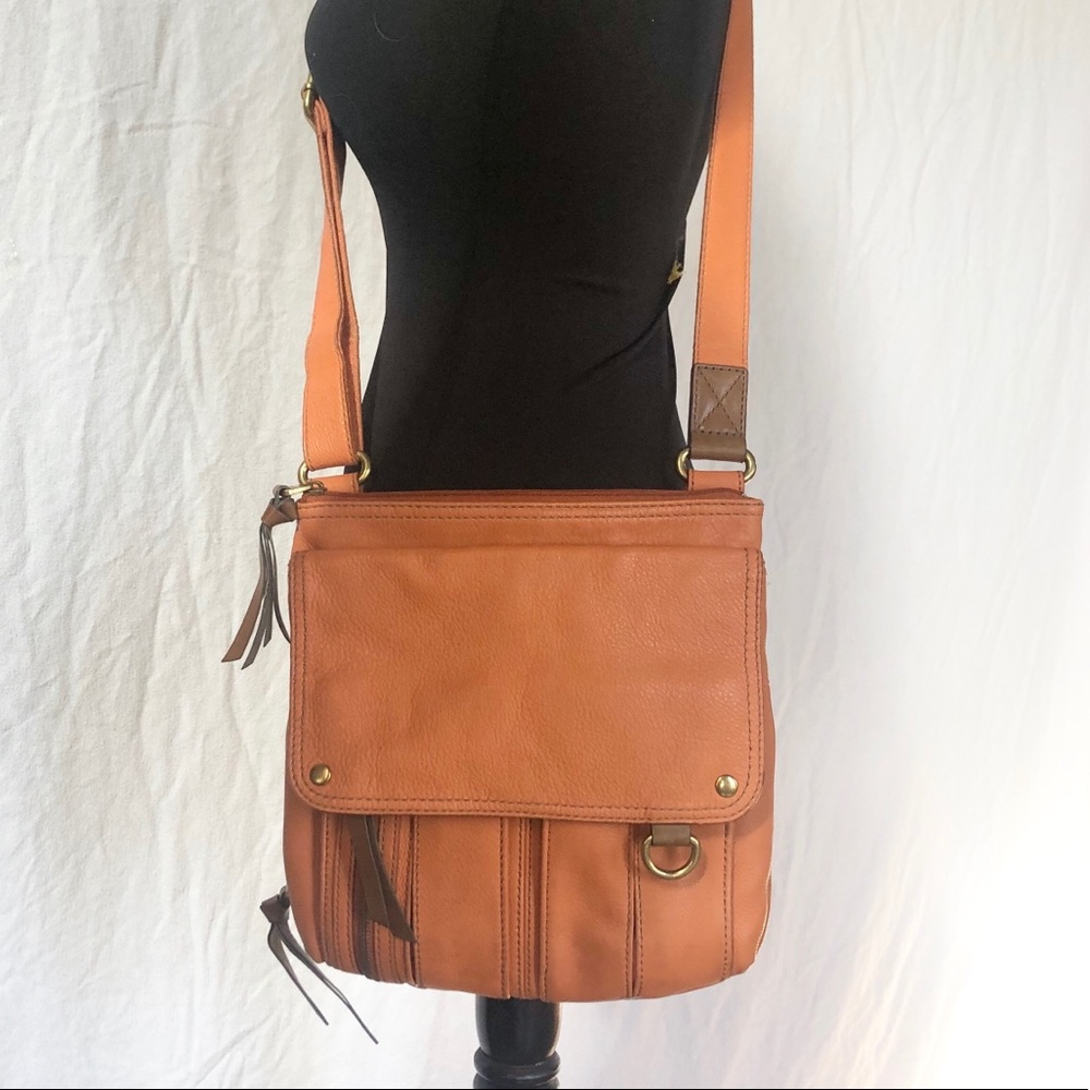 Fossil pumpkin leather crossbody purse